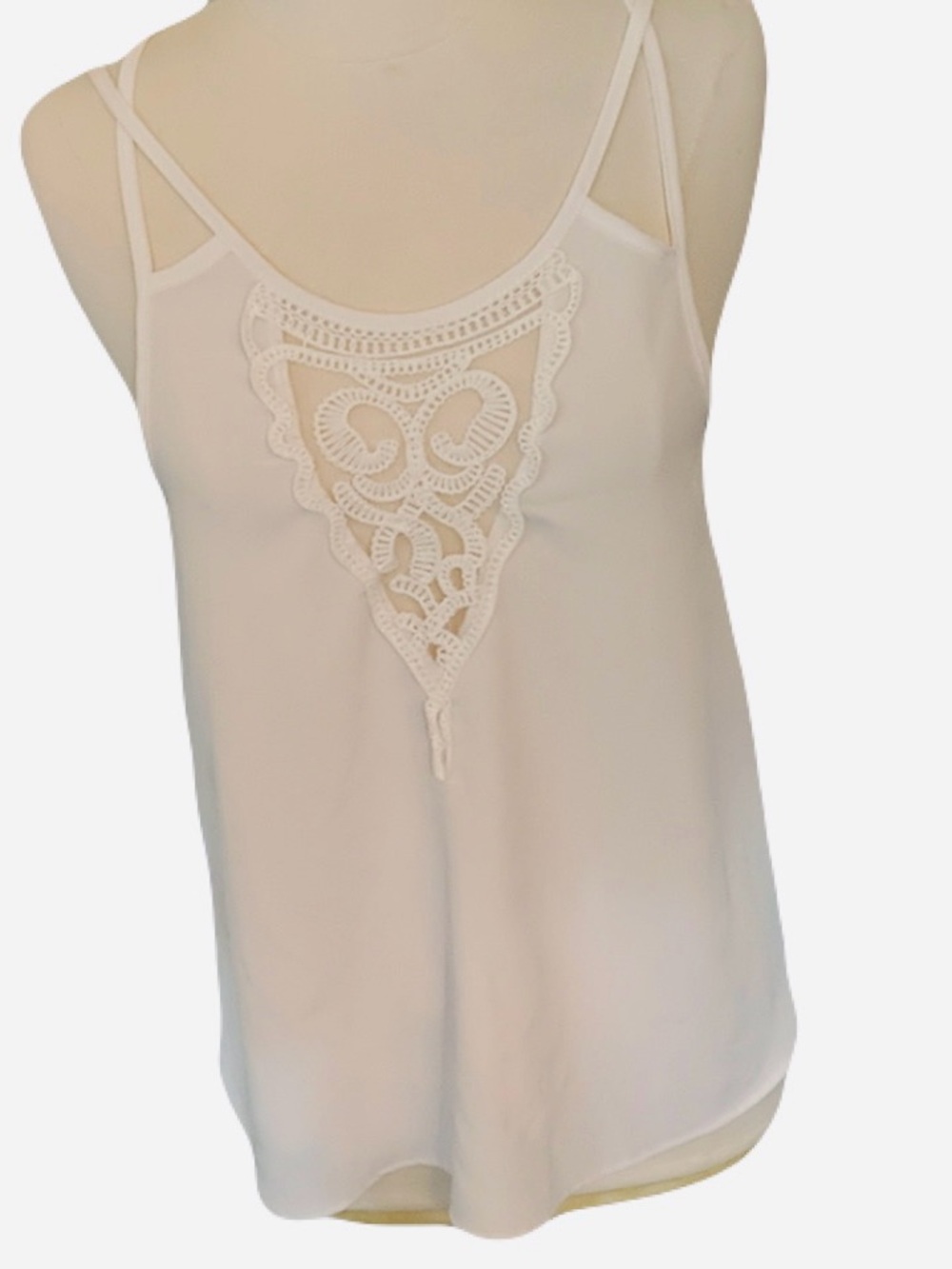Haute Society Lace-Trim White Camisole Tank Top Sz.L